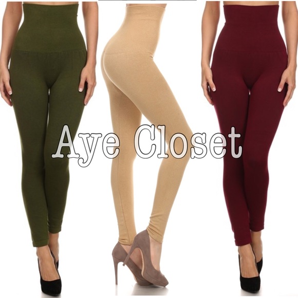 High Waisted Compression Leggings Tummy Control - Picture 3 of 3